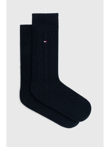 Чорапи с вълна Tommy Hilfiger в тъмносиньо