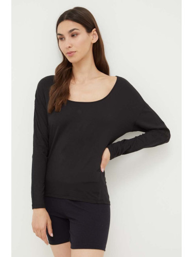 Домашна блуза с дълги ръкави Calvin Klein Underwear в черно