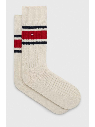 Вълнени чорапи Tommy Hilfiger в бяло