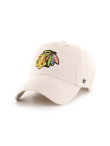 Памучна шапка с козирка 47 brand NHL Chicago Blackhawks в бежово с апликация