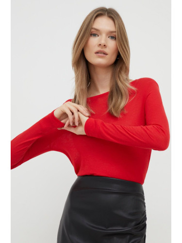 Блуза с дълги ръкави с вълна Sisley в червено