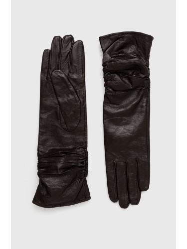 Кожени ръкавици Answear Lab в кафяво