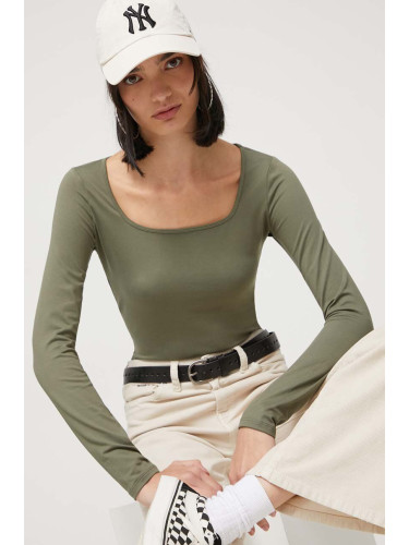 Блуза с дълги ръкави Hollister Co. в зелено