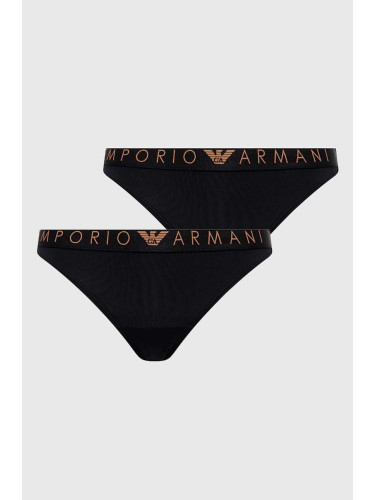 Бикини тип бразилиана Emporio Armani Underwear (2 броя) в черно
