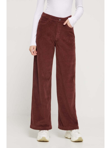 Джинсов панталон Roxy в кафяво с широка каройка, с висока талия