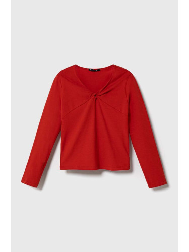 Детска блуза с дълги ръкави Sisley в червено
