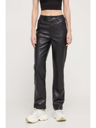 Панталон Tommy Jeans в черно със стандартна кройка, с висока талия