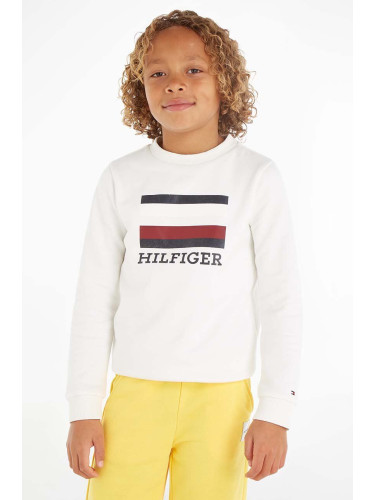 Детски суичър Tommy Hilfiger в бежово с принт