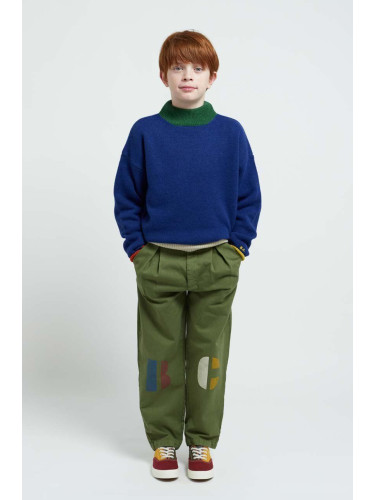 Детски памучен панталон Bobo Choses в зелено с принт