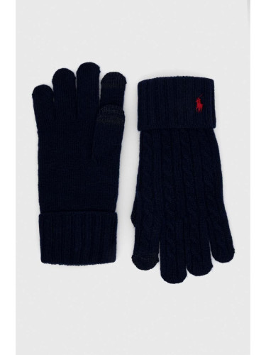 Вълнени ръкавици Polo Ralph Lauren в тъмносиньо