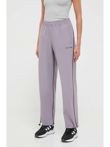 Панталон за трениране Calvin Klein Performance в лилаво с изчистен дизайн