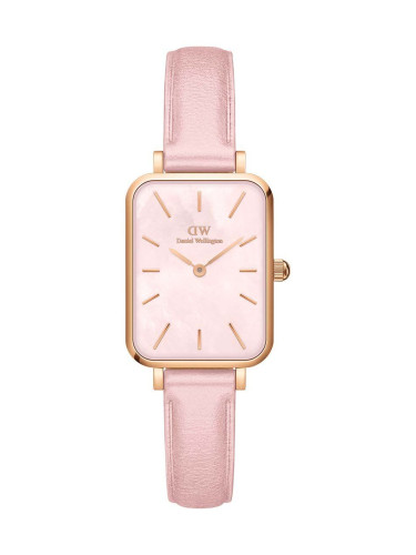 Часовник Daniel Wellington Quadro Pink leather дамски в розово