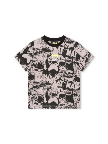 Детска памучна тениска Dkny x DC Comics в черно с десен