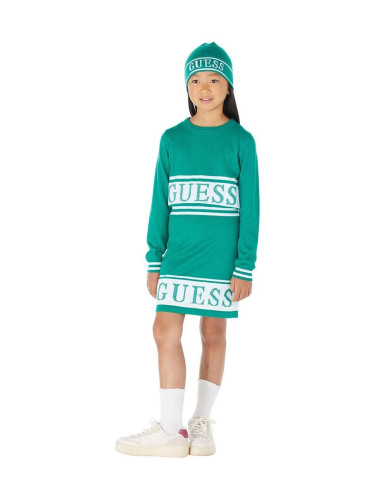 Детска пола Guess в зелено къса със стандартна кройка