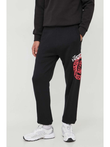 Памучен спортен панталон Just Cavalli в черно с принт