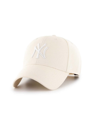 Шапка с козирка вълна 47 brand MLB New York Yankees в бежово с апликация  B-MVPSP17WBP-NTC