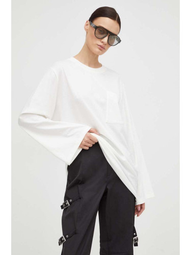 Памучна блуза с дълги ръкави By Malene Birger в бежово