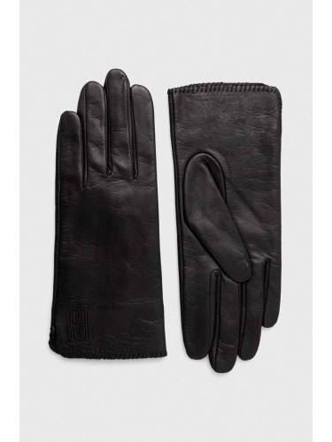 Кожени ръкавици By Malene Birger в черно