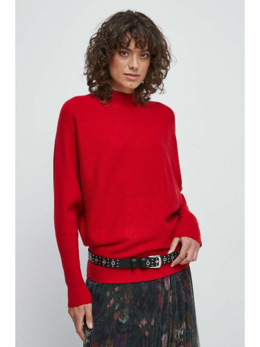 Пуловер Medicine дамски в червено от лека материя с ниско поло