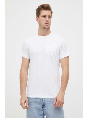 Памучна тениска Barbour в бяло с изчистен дизайн MTS1114
