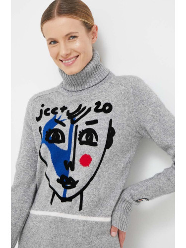 Вълнен пуловер Rossignol JCC дамски в сиво с поло