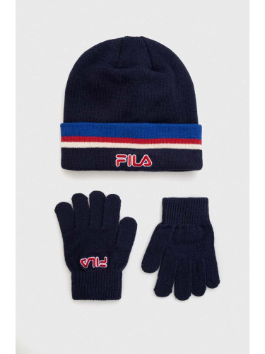 Детски шапка и ръкавици Fila BEREA Set beanies & Gloves в тъмносиньо