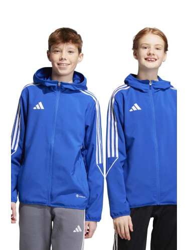 Детски суичър adidas Performance TIRO23 L WB Y в синьо с качулка с изчистен дизайн