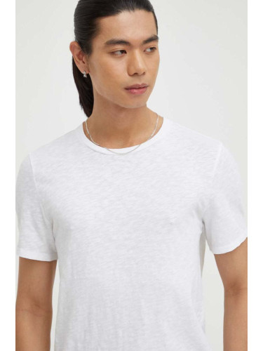 Памучна тениска American Vintage T-SHIRT MC COL ROND в бяло с меланжов десен MBYSA18B