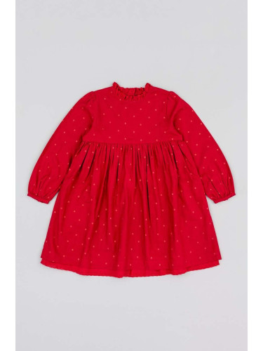 Детска памучна рокля zippy в червено къса разкроена