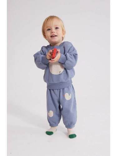 Бебешки памучен суичър Bobo Choses в синьо с принт