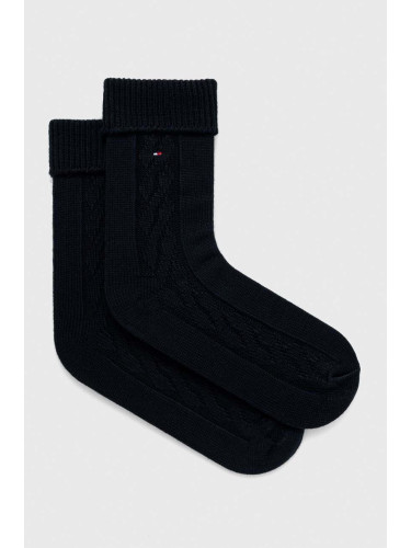Чорапи с вълна Tommy Hilfiger в тъмносиньо