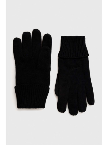 Памучни ръкавици Superdry в черно