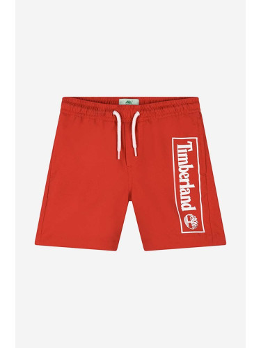 Детски плувни шорти Timberland Swim Shorts в червено с принт