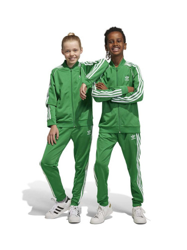 Детски спортен панталон adidas Originals в зелено с апликация