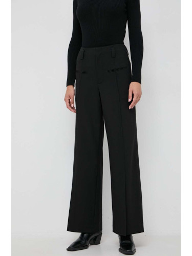 Вълнен панталон Miss Sixty в черно със стандартна кройка, с висока талия