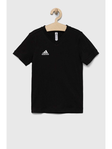 Детска памучна тениска adidas Performance ENT22 TEE Y в черно с апликация