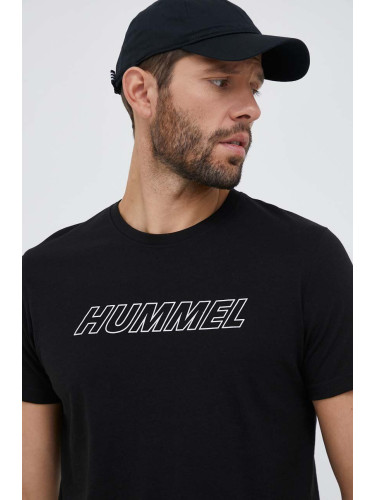 Тениска за трениране Hummel Callum hmlTE COTTON T-SHIRT в черно с принт
