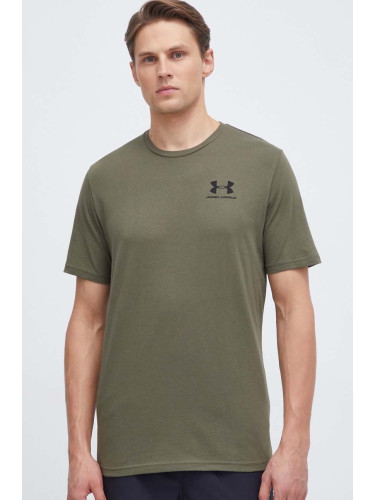Тениска Under Armour в зелено с принт 1326799