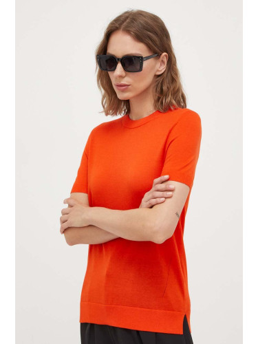 Вълнен пуловер BOSS дамски в оранжево от лека материя 50492857