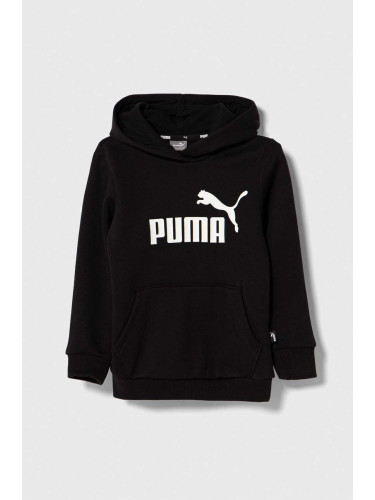 Детски суичър Puma ESS Logo Hoodie FL G в черно с качулка с принт