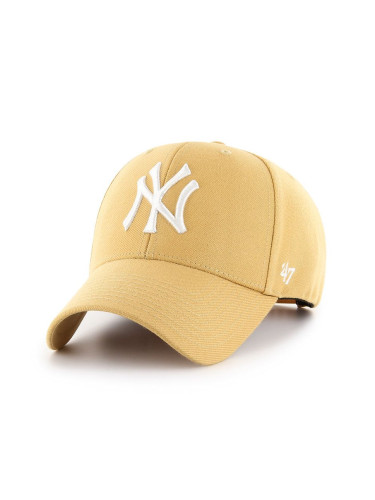 Шапка 47 brand MLB New York Yankees в бежово с апликация