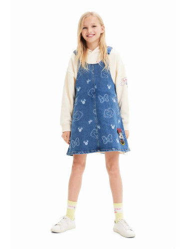 Детска дънкова рокля Desigual x Disney в синьо къса разкроена