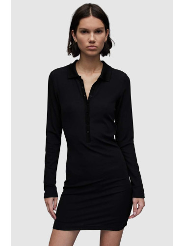 Рокля AllSaints WD014Z HOLLY DRESS в черно къса с кройка по тялото