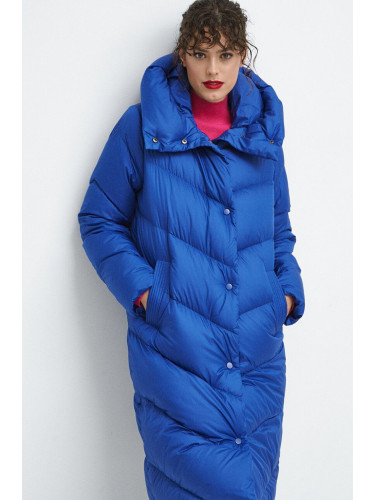 Пухено палто Medicine в синьо зимен модел