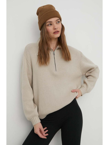 Пуловер Hollister Co. дамски в бежово