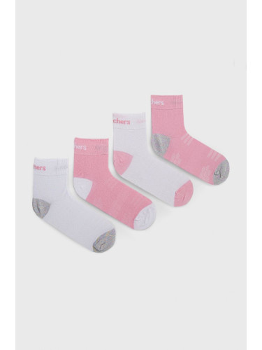 Детски чорапи Skechers 4 чифта в бяло