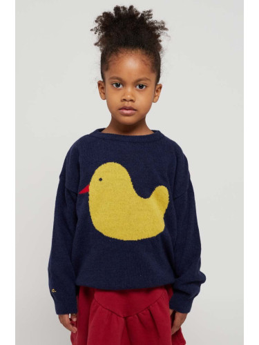 Детски вълнен пуловер Bobo Choses в тъмносиньо