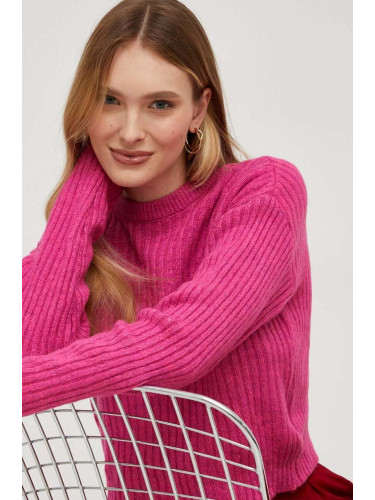 Пуловер с вълна Answear Lab дамски в розово