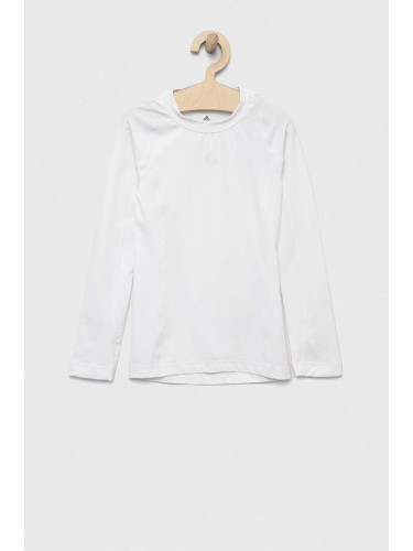 Детска блуза с дълги ръкави adidas Performance TF LS TEE Y в бяло с изчистен дизайн