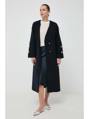 Вълнено палто Beatrice B в тъмносиньо преходен модел с уголемена кройка